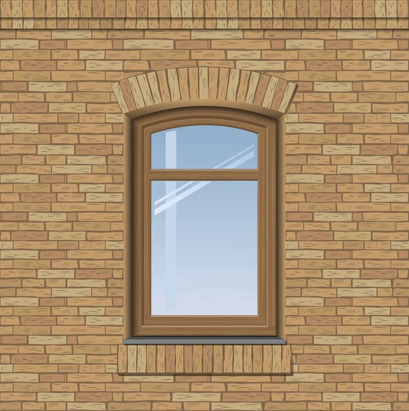 Ventana vieja arqueada — Vector de stock