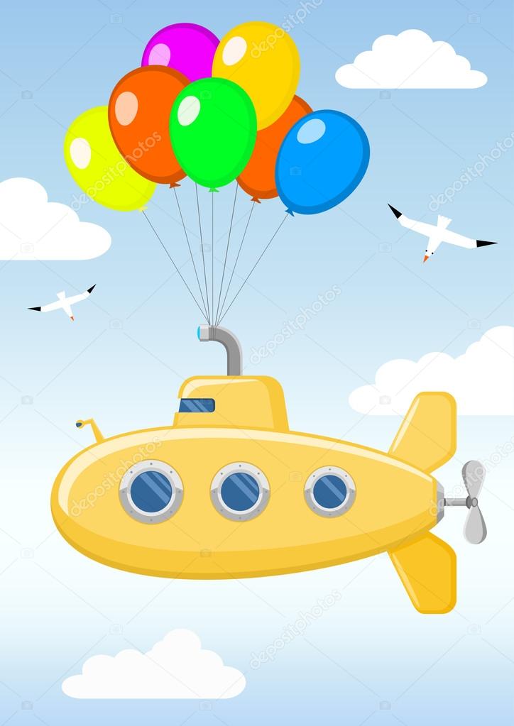 Funny yellow submarine in the sky