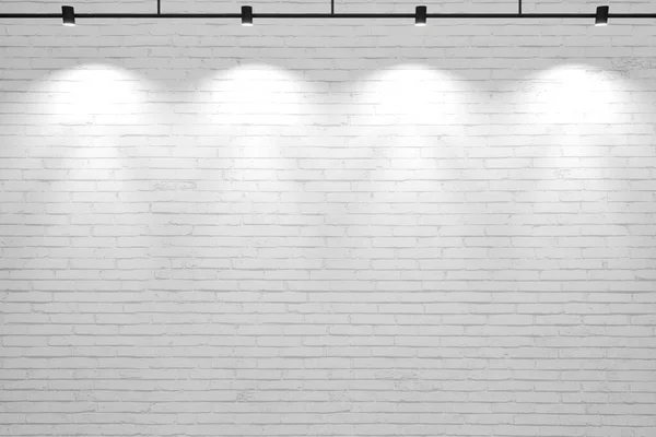 Bílá stará cihlová zeď pozadí s lampami — Stock fotografie