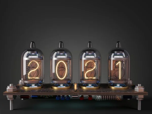Tube processor calendar and date 2021 new year — Stock Photo, Image