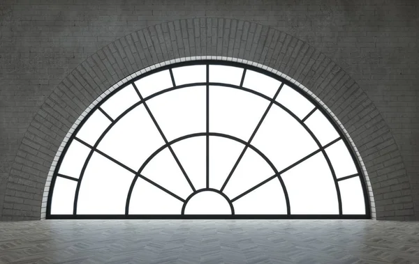 Siyah kemerli pencereli çatı katı tarzı iç mimari — Stok fotoğraf