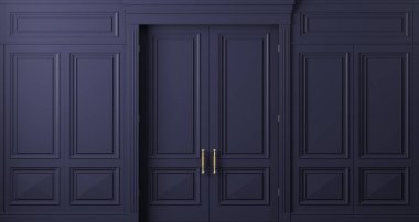 Koyu ahşap kapılardan oluşan klasik bir duvar.