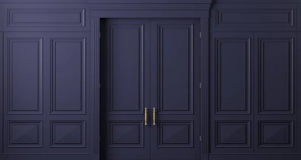Klasszikus fal sötét fa panelek ajtók — Stock Fotó