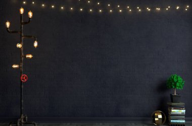 Tavan arası tarzı lamba eski duvar