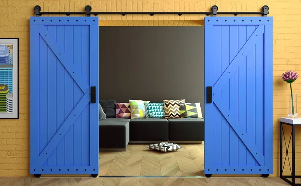 Эксклюзивная раздвижная дверь мансарды в комнате — стоковое фото