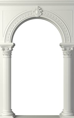 Classic antique arch portal with columns in room clipart