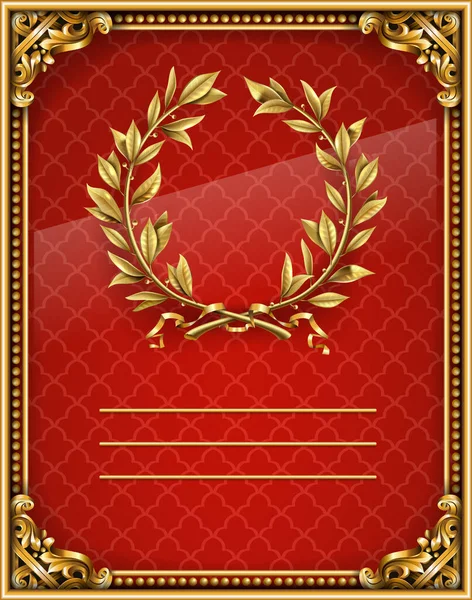 Prázdné nebo štítek zlaté barokní červené pozadí — Stockový vektor