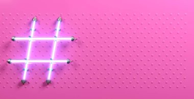 Hashtag pink plastic banner neon light sign clipart