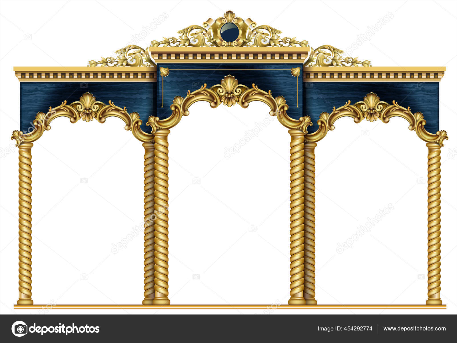 Abrasive Speed ​​up Inefficient Golden arch portal Baroque blue gold arcade Stock Vector Image by  ©denisik11 #454292774