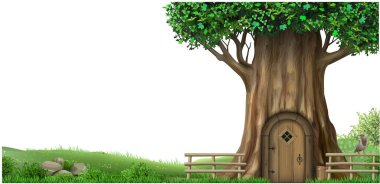 Ağaç eviyle muhteşem bir manzara.