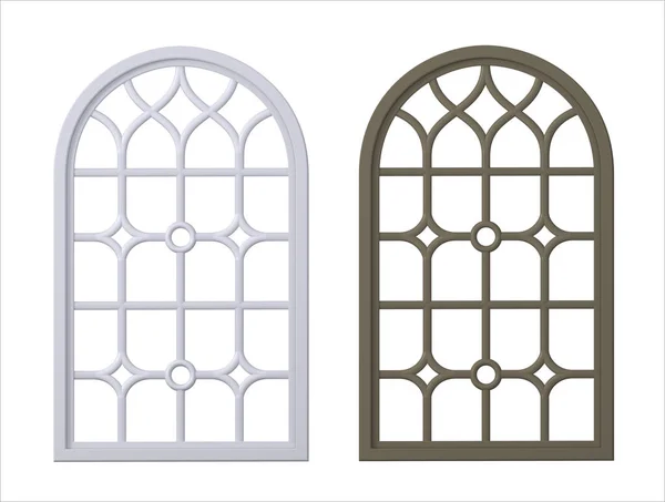 Gotische klassieke boog venster van hout set — Stockfoto