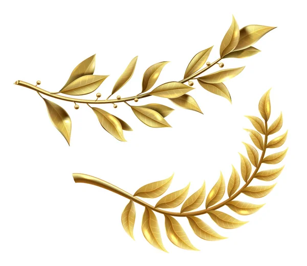 Χρυσό κλαδί δάφνης μέρος του στεφανιού νικητή — Διανυσματικό Αρχείο