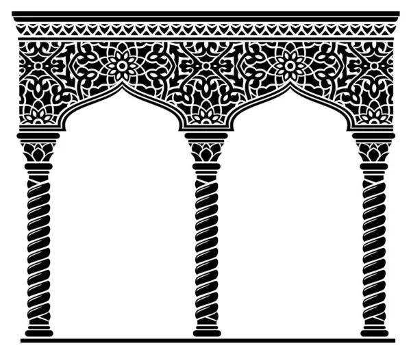 Silhouette of the arched eastern facade capitals — Stock Vector