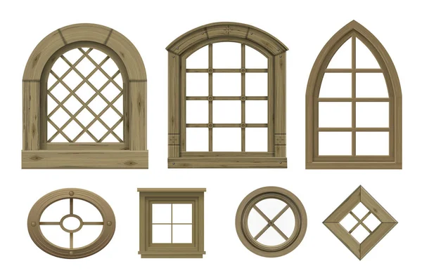 Set van texturen van houten vintage windows vector — Stockvector