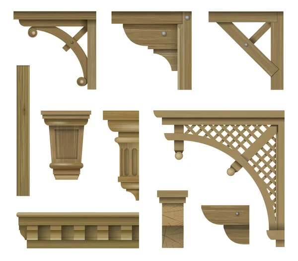 Soporte de consola antiguos elementos de madera veranda — Archivo Imágenes Vectoriales