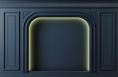 Üç boyutlu illüstrasyon. Ekstra büyük arka plan ahşap dolap kemeri