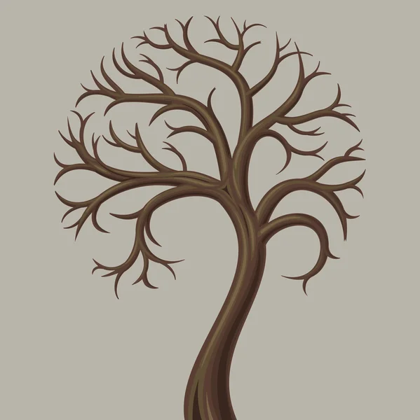 Árbol caduco tronco bajo — Vector de stock