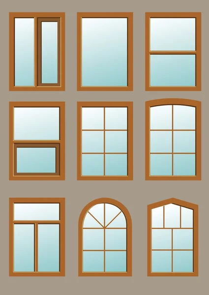 Ventana de madera en la pared — Vector de stock