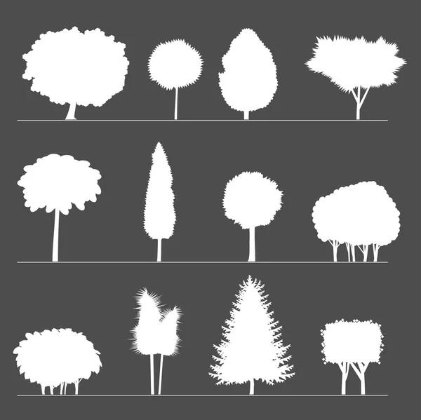 Siluetas de árboles y arbustos . — Archivo Imágenes Vectoriales