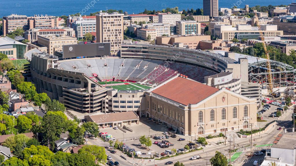 Madison, WI, USA - October 7, 2025: Camp Randall Stadium is home to the University of Wisconsin Badgers football team that competes in the NCAA Big Ten Conference.