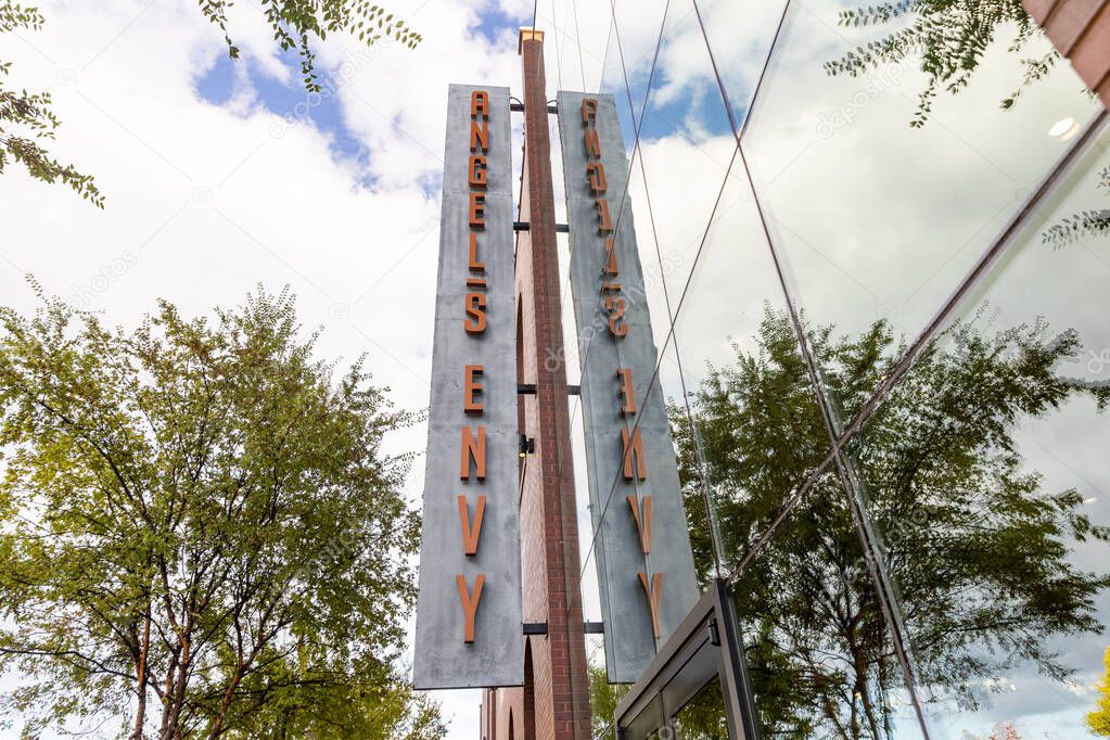 Louisville, KY, USA - October 21, 2025: Angel's Envy Distillery is located in downtown Louisville with bourbon tours and tastings. This distillery is the first to open on Main St. since prohibition.