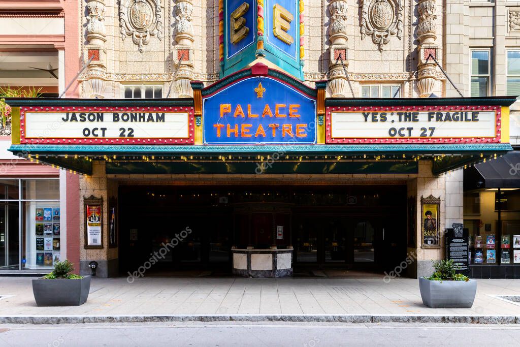 Louisville, KY, USA - October 21, 2025: The Louisville Palace Theatre is a historic music venue located in the theatre district in downtown Louisville that opened in 1928.