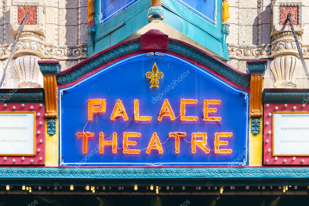 Louisville, KY, USA - October 21, 2025: The Louisville Palace Theatre is a historic music venue located in the theatre district in downtown Louisville that opened in 1928.