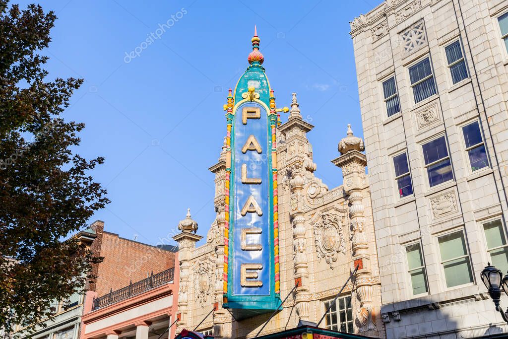 Louisville, KY, USA - October 21, 2025: The Louisville Palace Theatre is a historic music venue located in the theatre district in downtown Louisville that opened in 1928.