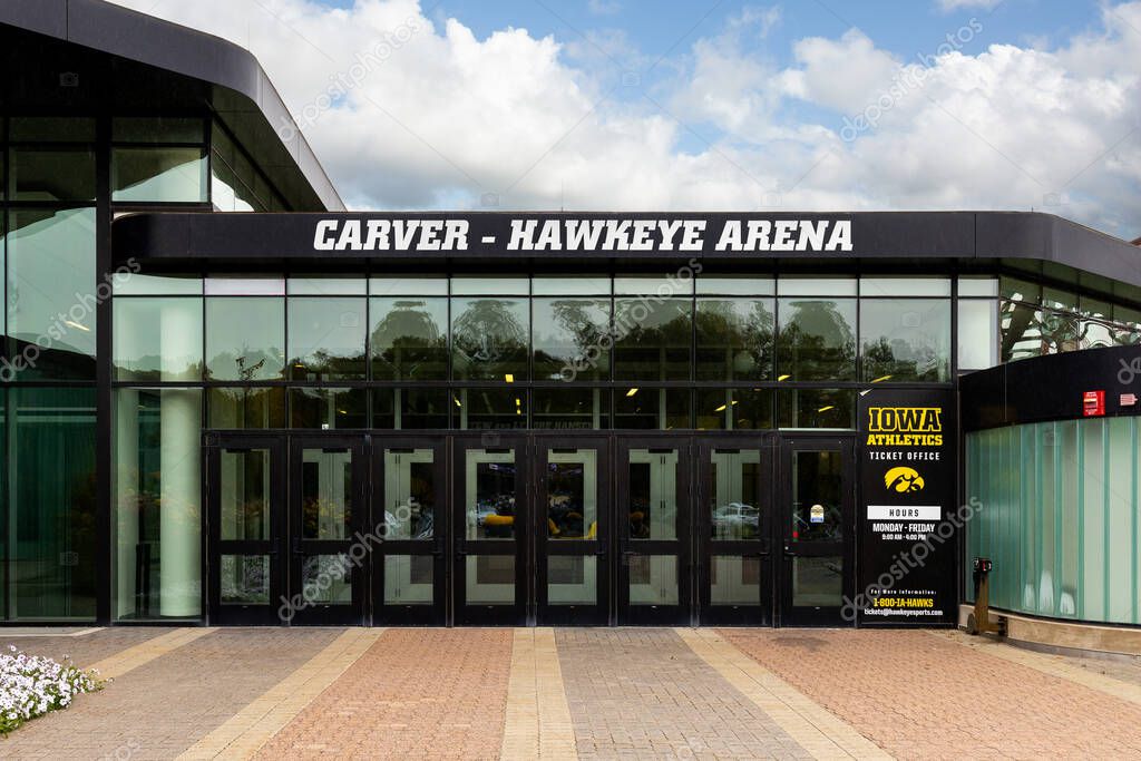 Iowa City, IA, USA - October 28, 2025: Carver-Hawkeye Arena is home to the University of Iowa Hawkeyes basketball team, as well as wrestling and gymnastics teams.