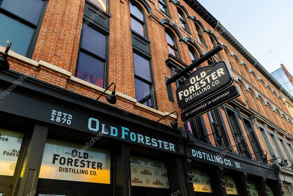 Louisville, KY, USA - October 21, 2025: Old Forester Distilling Co. is located in downtown Louisville and started in 187. It's America's first bottled bourbon that was sold in glass bottles.