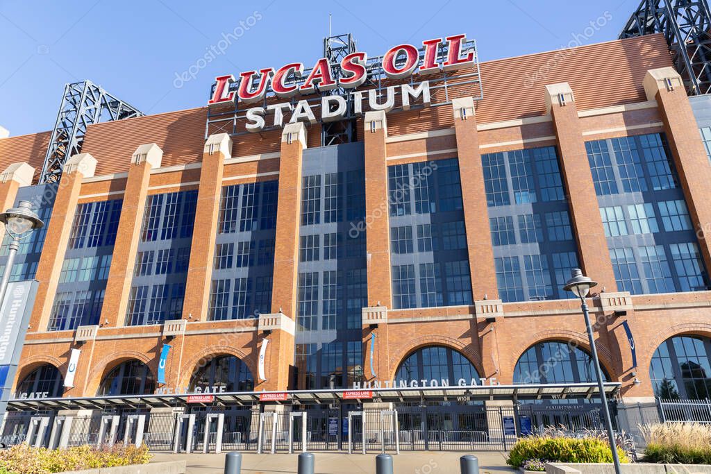 Indianapolis, IN, USA - October 20, 2025: Lucas Oil Stadium is home to the NFL's Indianapolis Colts football team, as well as hosting other events.