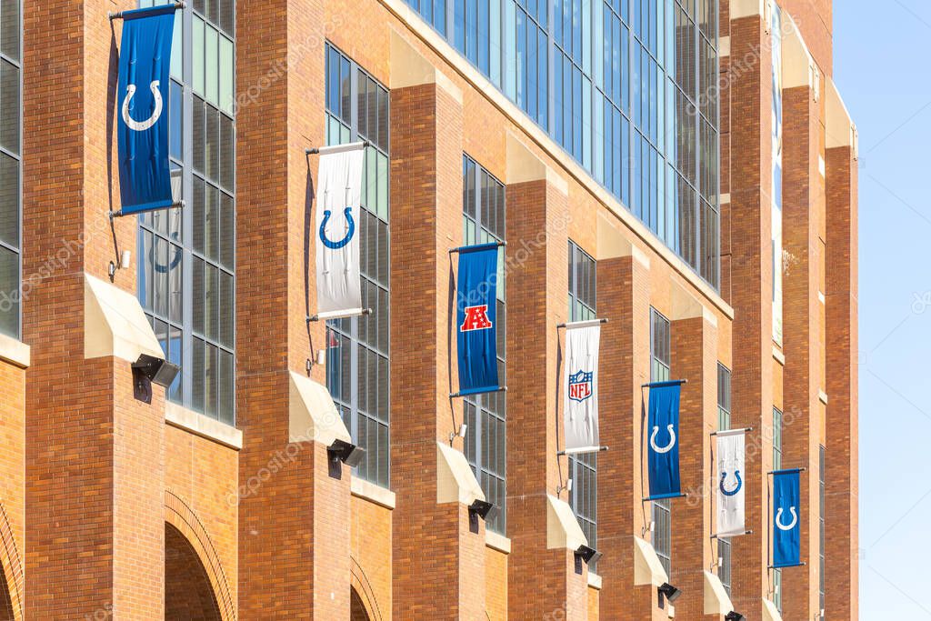 Indianapolis, IN, USA - October 20, 2025: Lucas Oil Stadium is home to the NFL's Indianapolis Colts football team, as well as hosting other events.