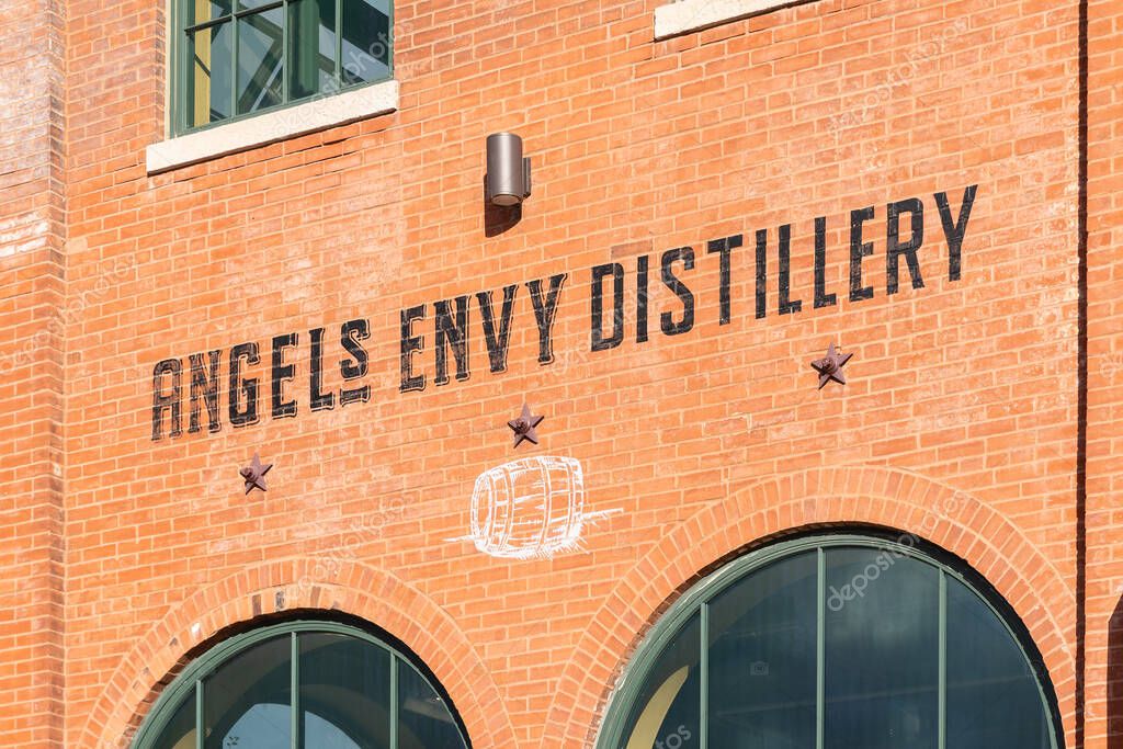 Louisville, KY, USA - October 21, 2025: Angel's Envy Distillery is located in downtown Louisville with bourbon tours and tastings. This distillery is the first to open on Main St. since prohibition.
