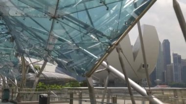 Sanat Bilim Müzesi attı helix köprü görünümü şehir panorama Singapur
