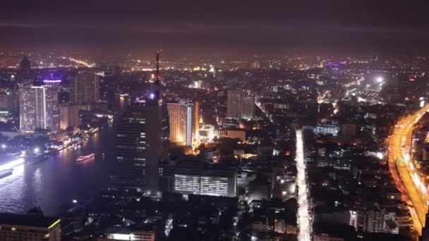 Noční panoráma města Bangkok — Stock video