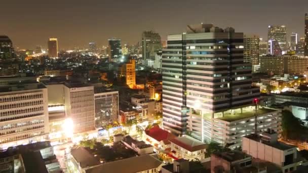 Noite bangkok cidade tráfego ruas telhado topo panorama 4k tempo lapso th= — Vídeo de Stock