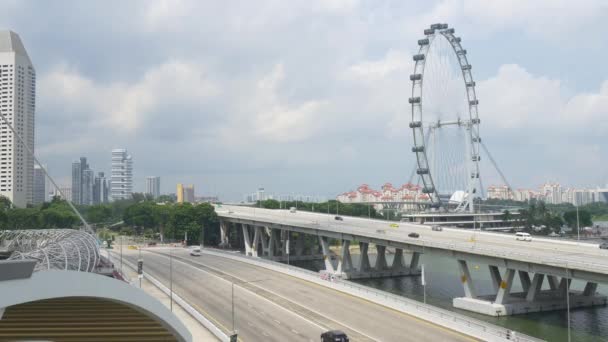 Panoramiczny widok na zatokę Marina Singapur — Wideo stockowe