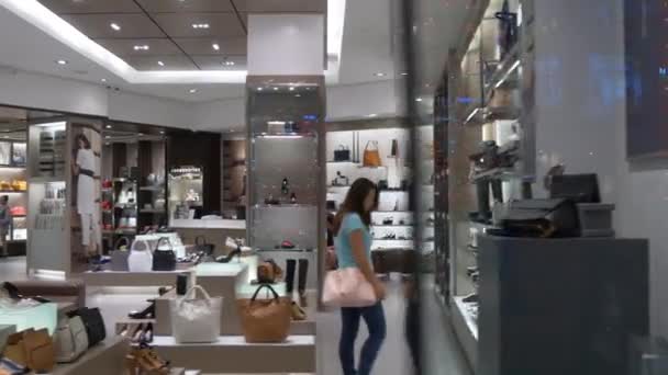 People in Marina Bay Sands mall — Stock Video
