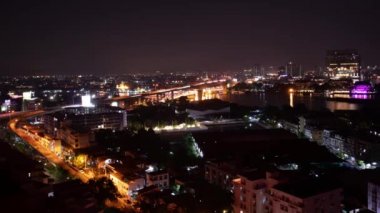 gece bangkok trafik yol kavşağı otel çatı panorama 4 k zaman sukut Tayland
