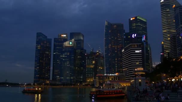 Міський пейзаж Сінгапуру ніч — стокове відео