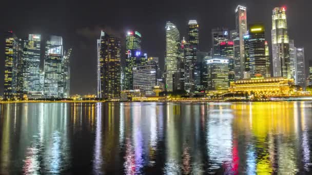 Bahía marina en Singapur por la noche — Vídeo de stock