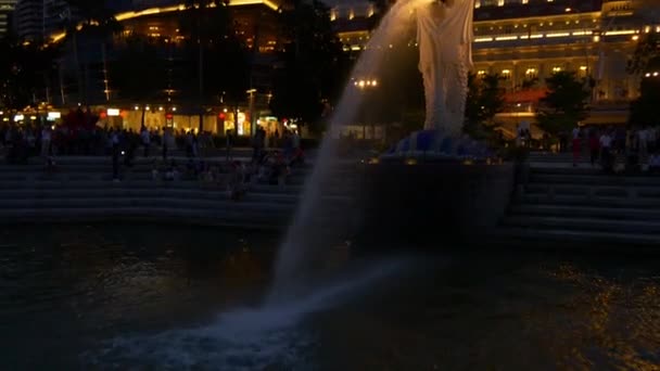Nacht fontein cirkel panorama — Stockvideo