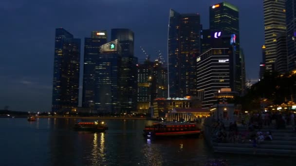 Noite Singapura paisagem urbana — Vídeo de Stock