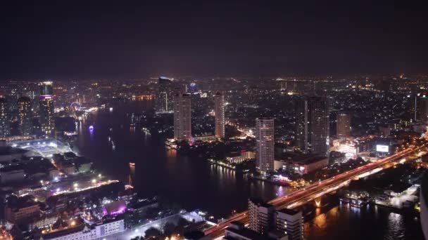 Paisaje urbano nocturno de Bangkok — Vídeos de Stock