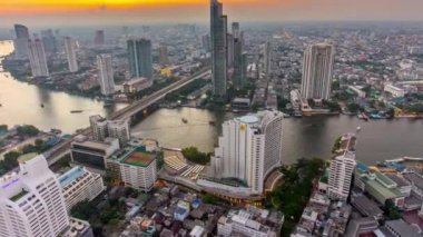gün batımında Bangkok city