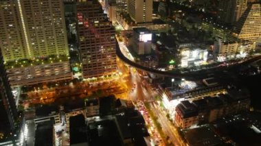 gece silom Rating kavşak çatı üst panorama 4 k zaman sukut bangkok Tayland