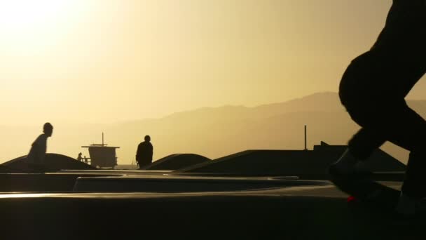 Famoso parque de skate ao pôr do sol — Vídeo de Stock