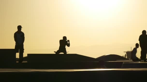 Célèbre skate park au coucher du soleil — Video