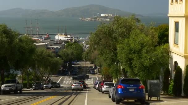 San Francisco Straßen mit Straßenbahnen — Stockvideo
