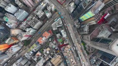 Hong Kong 'un gündüz hava manzarası, 4K 